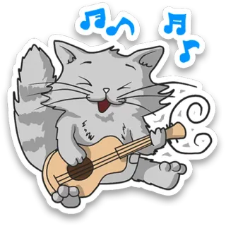 🎸 Katze, Gitarre, Musik, Tier, Glücklich telegram sticker