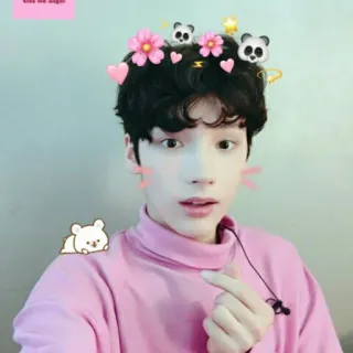 ❤️ kiss me right fiori, panda, cuore, carino, filtrato, coreano, kawaii telegram sticker