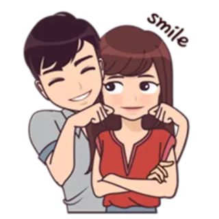 😃 smile Paar, Lächeln, Liebe, Cartoon, Romantik, Fröhlich whatsapp sticker