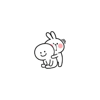 😍 cartoon, cute, rabbit, hugging, funny, kawaii, illustration telegram sticker