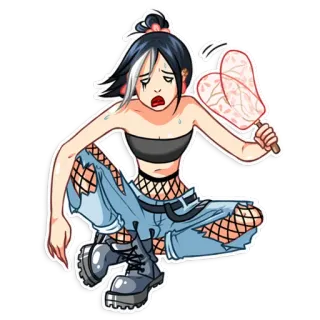 ☀ garota anime, suada, gostosa, exausta, desenho animado, personagem, fã whatsapp sticker