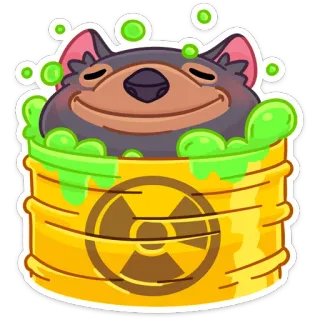 ☺️ Cartoon, Tier, Strahlung, Giftig, Fass, Lustig, Sticker whatsapp sticker