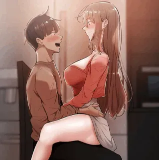 🌒 anime, cartoon, couple, romance, man, woman telegram sticker