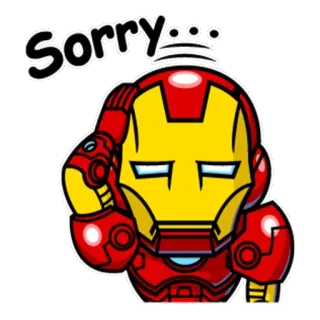 😔 Iron Man Sorry... Iron Man, sorry, character, Marvel, sticker, cartoon whatsapp sticker