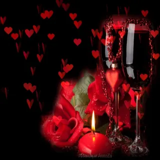 🍷 Anreza 心, 爱, 蜡烛, 浪漫, 红色, 葡萄酒, 玫瑰, 情人节 telegram sticker