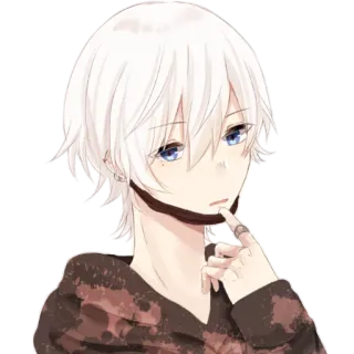 😷 anime, boy, white hair, blue eyes, character telegram sticker