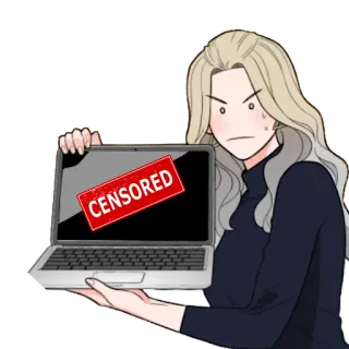 👄 CENSORED 검열됨, 여성, 노트북 telegram sticker