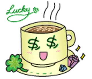 💸 Lucky fortuna, caffè, dollaro, trifoglio, trifoglio, diamante telegram sticker