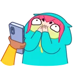 ๐คข Anime, Kartun, Cewek, Imut, Telepon, Kaget, Terkejut, Reaksi telegram sticker
