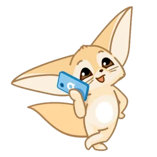 🦊 Raposa-do-deserto, animal, fofo, telefone, falando, desenho animado telegram sticker