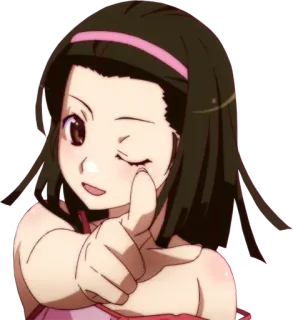 👆 anime, girl, wink, pointing telegram sticker