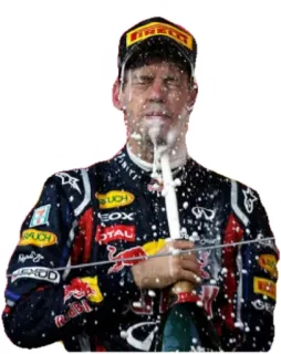 😡 Sebastian Vettel sport, formula 1, champagne, corse, celebrazione, vincitore telegram sticker