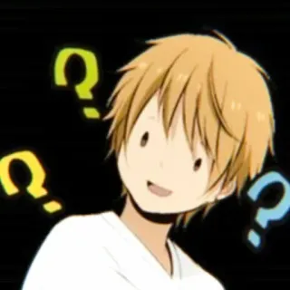 🧊 anime, ponto de interrogação, cabelo loiro, desenho animado, personagem, confuso telegram sticker