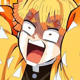 😰 Zenitsu Agatsuma Demon Slayer Anime, Demon Slayer, Zenitsu, Pleurs, Effrayé, Expression, Manga telegram sticker