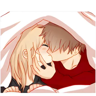 😘 поцелуй, пара, любовь, романтика, мультфильм, привязанность telegram sticker
