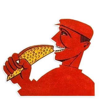🥐 man, eating, bread, food, red telegram sticker