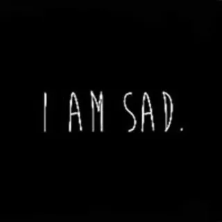 😔 I AM SAD. sad, feeling, emotion, black, distress, unhappy telegram sticker