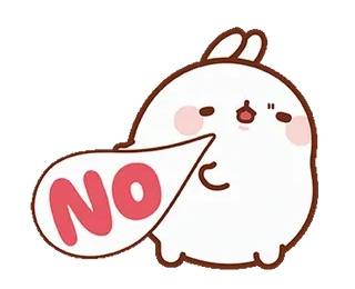 ❌ NO non, molang, mignon, lapin, refus, dessin animé telegram sticker