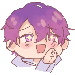 🤤 anime, manga, dibujos animados, pelo morado, lindo, chibi, personaje, ojos brillantes telegram sticker