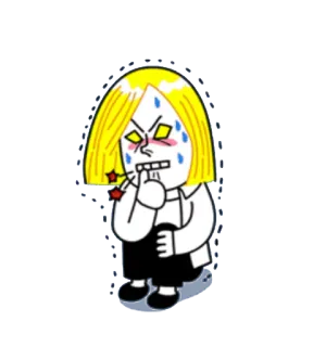 😣 Dessin animé, Sueur, Anxieux, Nerveux, Personnage, Illustration whatsapp sticker