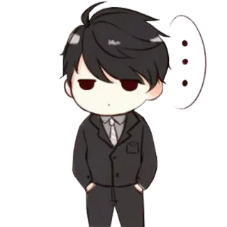😐 anime, manga, business, thinking, character, suit telegram sticker