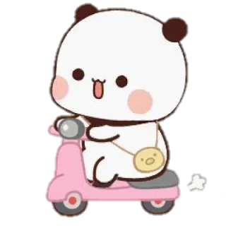 🛵 Panda, Scooter, Mono, Dibujo animado, Animal, Kawaii, Scooter rosa whatsapp sticker
