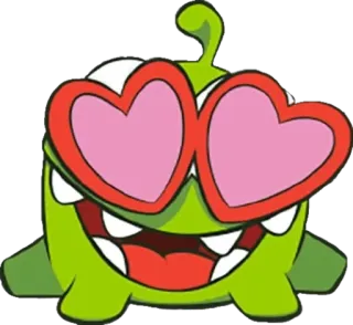 😍 Om Nom Cut the Rope Cartone animato, Carino, Verde, Cuore, Mostro telegram sticker
