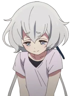 😞 アニメ, 悲しい, 女の子, 白髪, かわいい telegram sticker