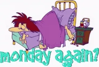 🤨 monday again? понедельник, сонный, кровать, уставший, мультфильм, ленивый telegram sticker
