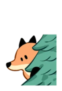 🦊 狐狸, 动物, 可爱, 树, 森林, 自然, 卡通 telegram sticker