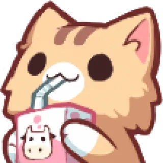 😊 kat, melk, schattig, kawaii, dier, cartoon telegram sticker