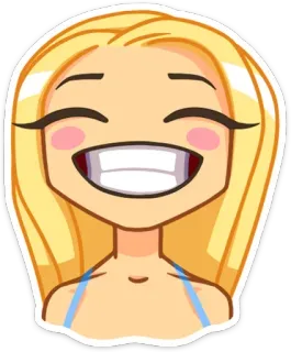 😄 Cartoon, Emoji, Fröhlich, Frau, Blonde Haare, Lächelnd telegram sticker