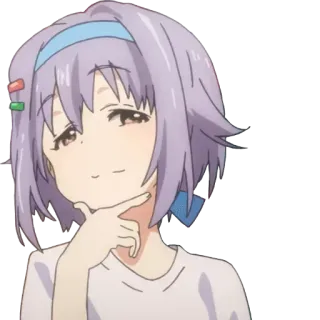 😏 anime, cartoon, girl, thinking, smug telegram sticker