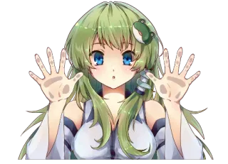 😮 Anime, Fille, Mignon, Personnage, Yeux, Cheveux, Dessin, Illustration whatsapp sticker