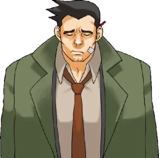 😥 Dick Gumshoe Ace Attorney 探偵, 悲しい, ビデオゲーム, 怪我, 私立探偵 telegram sticker
