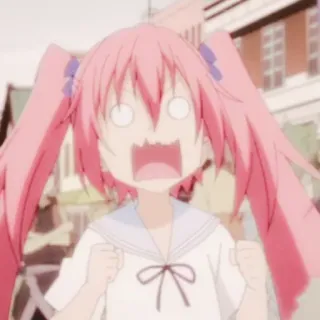 🍡 Anime, Berteriak, Terkejut, Rambut merah muda, Kartun, Terkejut telegram sticker