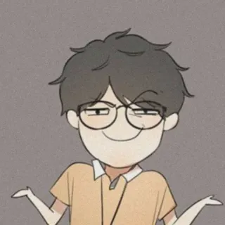 🧸 Dessin animé, Homme, Lunettes, Haussement d'épaules, Suffisant telegram sticker