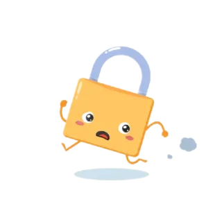 😧 자물쇠, 보안, 만화, 달리기, 귀여운, 귀여운, 잠금, 보호 whatsapp sticker