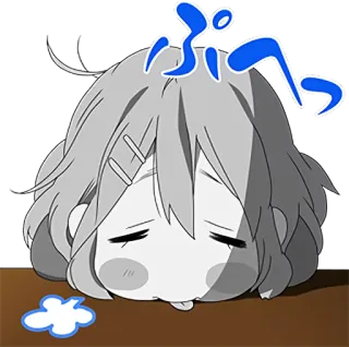 😰 ぶっ anime, tired, sad, laying down telegram sticker