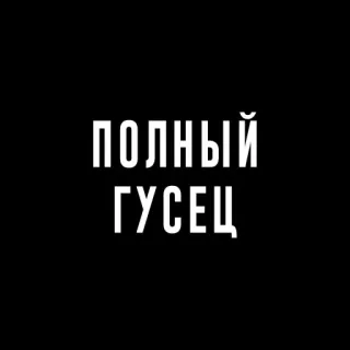 🙃 ПОЛНЫЙ ГУСЕЦ 러시아어, 문구, 텍스트, 흑백 telegram sticker