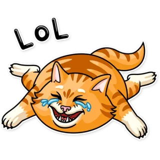 😂 LOL แมว, หัวเราะ, 555, ตลก, มีม, อิโมจิ, การ์ตูน whatsapp sticker