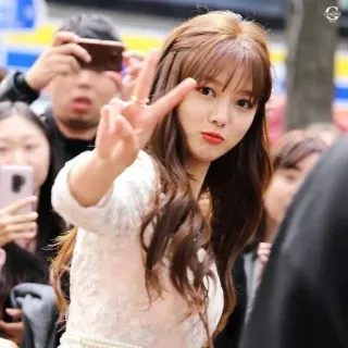 ✌️ simbol perdamaian, gadis, korea, senyum, potret, wanita, kecantikan telegram sticker