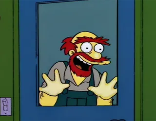 😍 Groundskeeper Willie The Simpsons 만화, 정원사 윌리, 심슨 가족, 캐릭터 telegram sticker