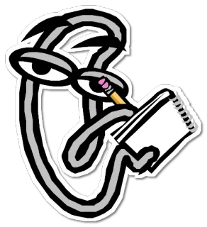 📝 Мультфильм, Блокнот, Карандаш, Письмо, Персонаж, Иллюстрация telegram sticker