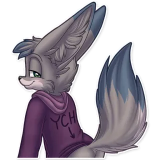 🐶 YCH Furry, Tier, Wüstenfuchs, Cartoon, Anthropomorph whatsapp sticker