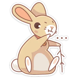 🤔 ... rabbit, bunny, cute, knitting, thinking, cartoon, animal telegram sticker