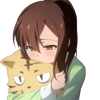 😞 สาวอนิเมะ, เศร้า, กอด, น่ารัก, การ์ตูน, คาวาอิ telegram sticker
