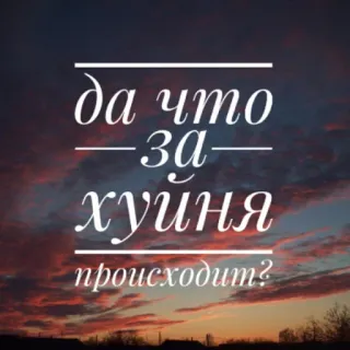 ⁉ да что за хуйня происходит? russe, offensant, coucher de soleil, ciel, question whatsapp sticker
