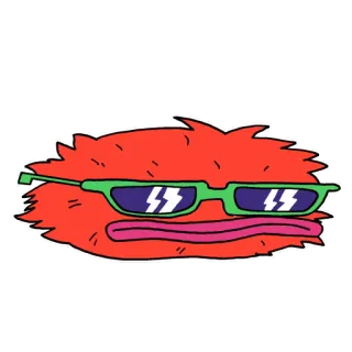 😒 potwór, czerwony, okulary przeciwsłoneczne, kreskówka, zabawa, fajny, język telegram sticker