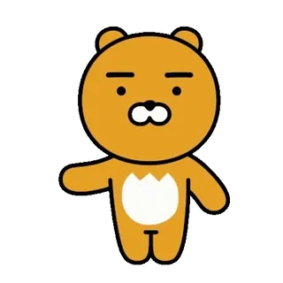 💬 Ryan Dibujo animado, Personaje, Oso, Ryan, Kakao Friends telegram sticker